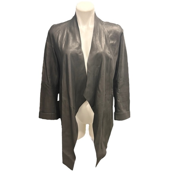 Raw+ Femme Black Goatskin Leather Cascading Open Jacket Size 8 Grunge Moto - Picture 14 of 14